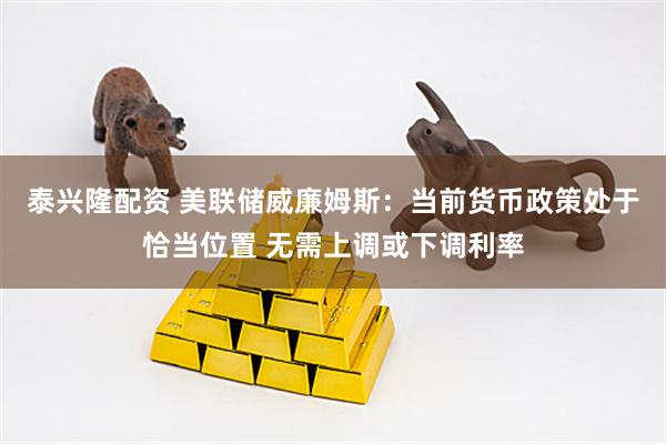 泰兴隆配资 美联储威廉姆斯：当前货币政策处于恰当位置 无需上调或下调利率