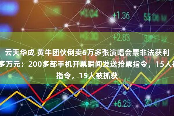 云天华成 黄牛团伙倒卖6万多张演唱会票非法获利1600多万元：200多部手机开票瞬间发送抢票指令，15人被抓获